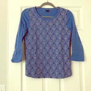 JCrew embroidered 3/4 tshirt